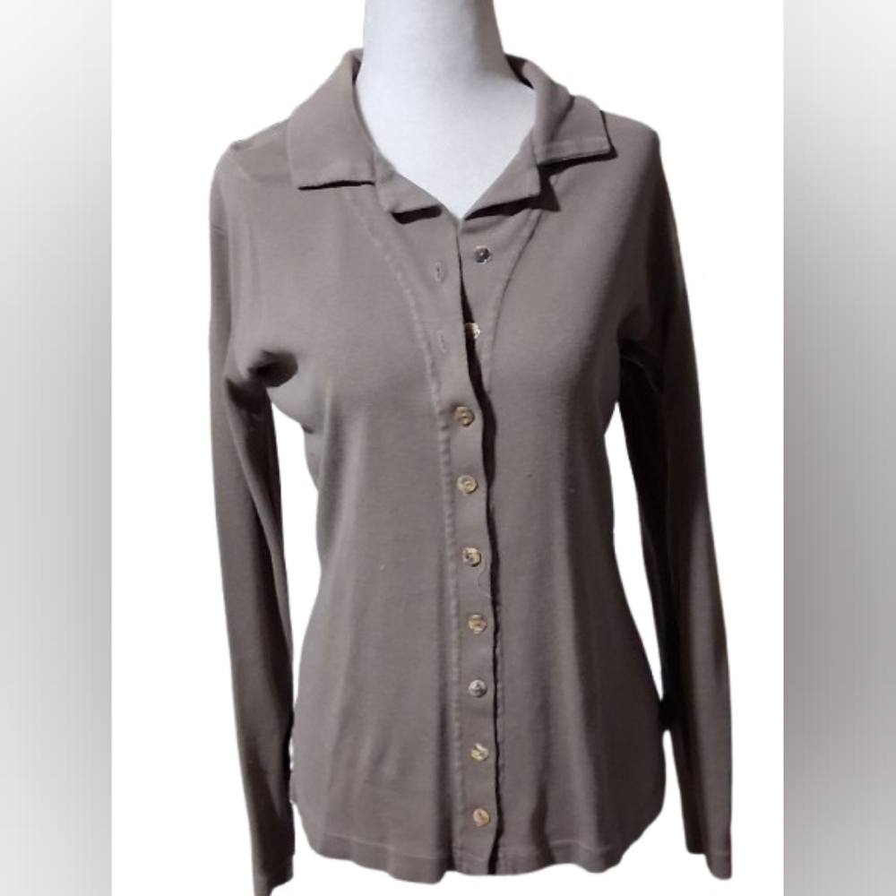 NWOT VTG New Varsity V Sport Women's Brown Button-Down Shirt